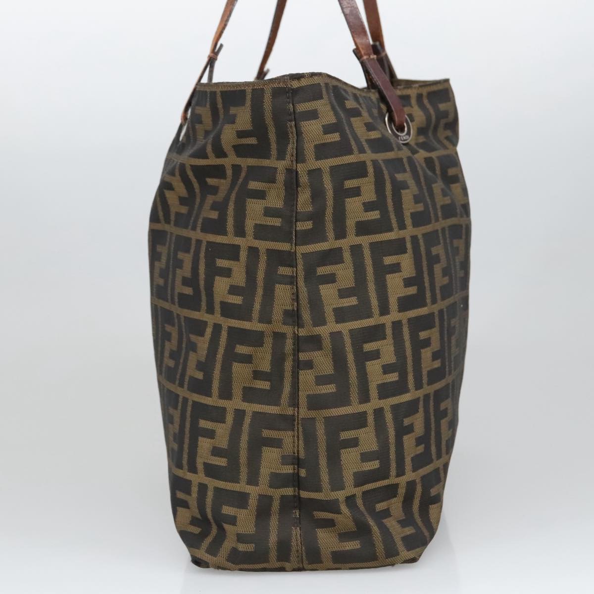 FENDI Zucca Canvas Tote Bag Brown Black Auth ar12958