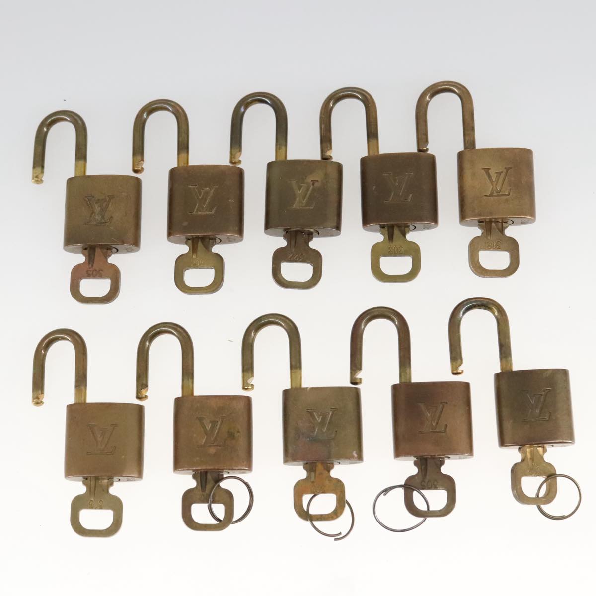 LOUIS VUITTON Padlock 10set metal Gold Tone LV Auth ar12969