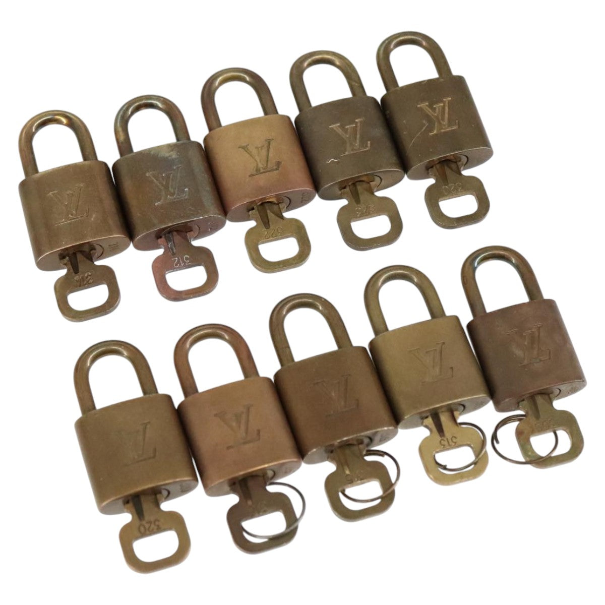 LOUIS VUITTON Padlock 10set metal Gold Tone LV Auth ar12971