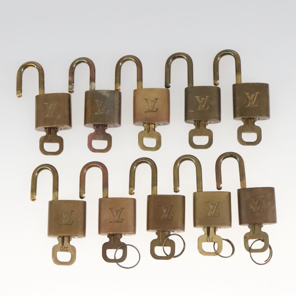 LOUIS VUITTON Padlock 10set metal Gold Tone LV Auth ar12971