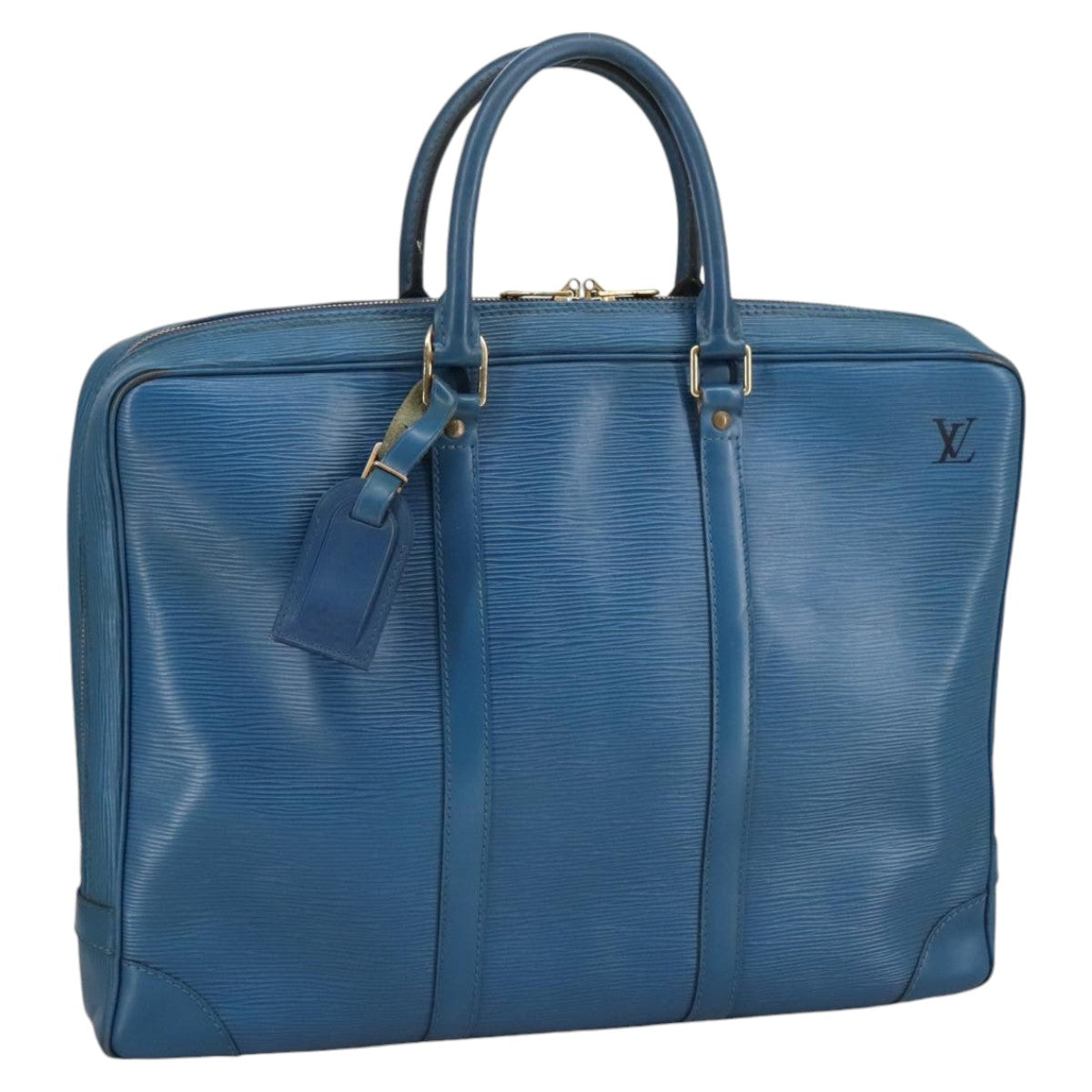 LOUIS VUITTON Epi Porte Documents Voyage Business Bag Blue M54475 Auth ar12997