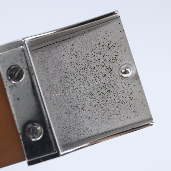 LOUIS VUITTON Ceinture Carre Belt Leather 41.7"""""""" Black Silver LV Auth ar12999