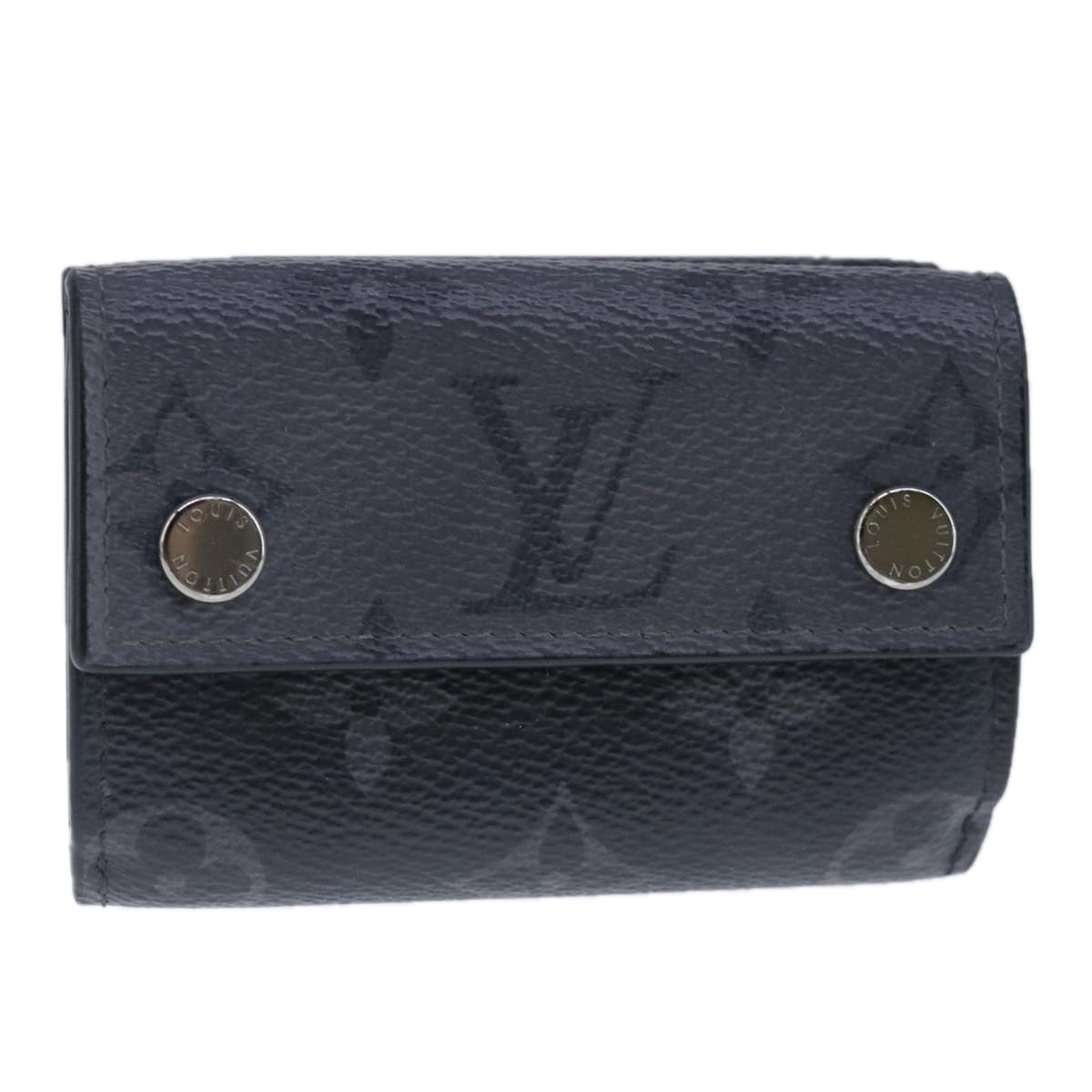 LOUIS VUITTON Monogram Eclipse Discovery Compact Wallet M67630 LV Auth ar13001