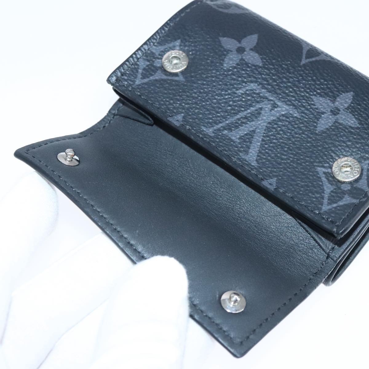 LOUIS VUITTON Monogram Eclipse Discovery Compact Wallet M67630 LV Auth ar13001