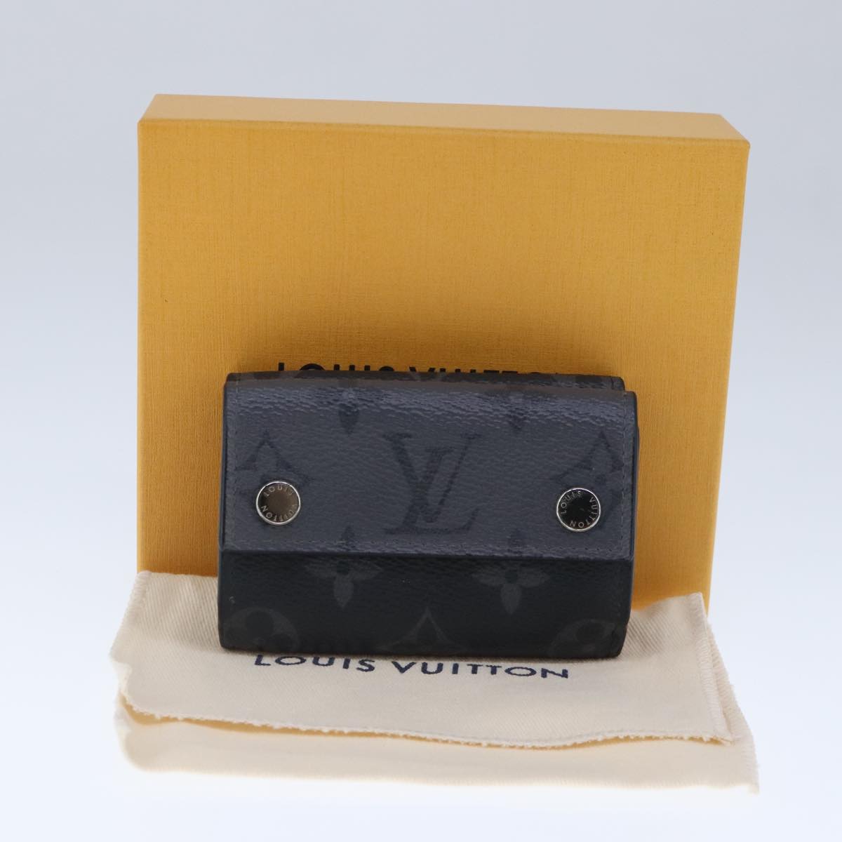 LOUIS VUITTON Monogram Eclipse Discovery Compact Wallet M67630 LV Auth ar13001