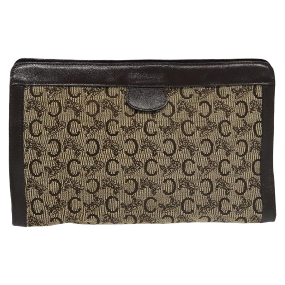 CELINE C Sulky Clutch Bag Canvas Brown Auth ar13006 - 0