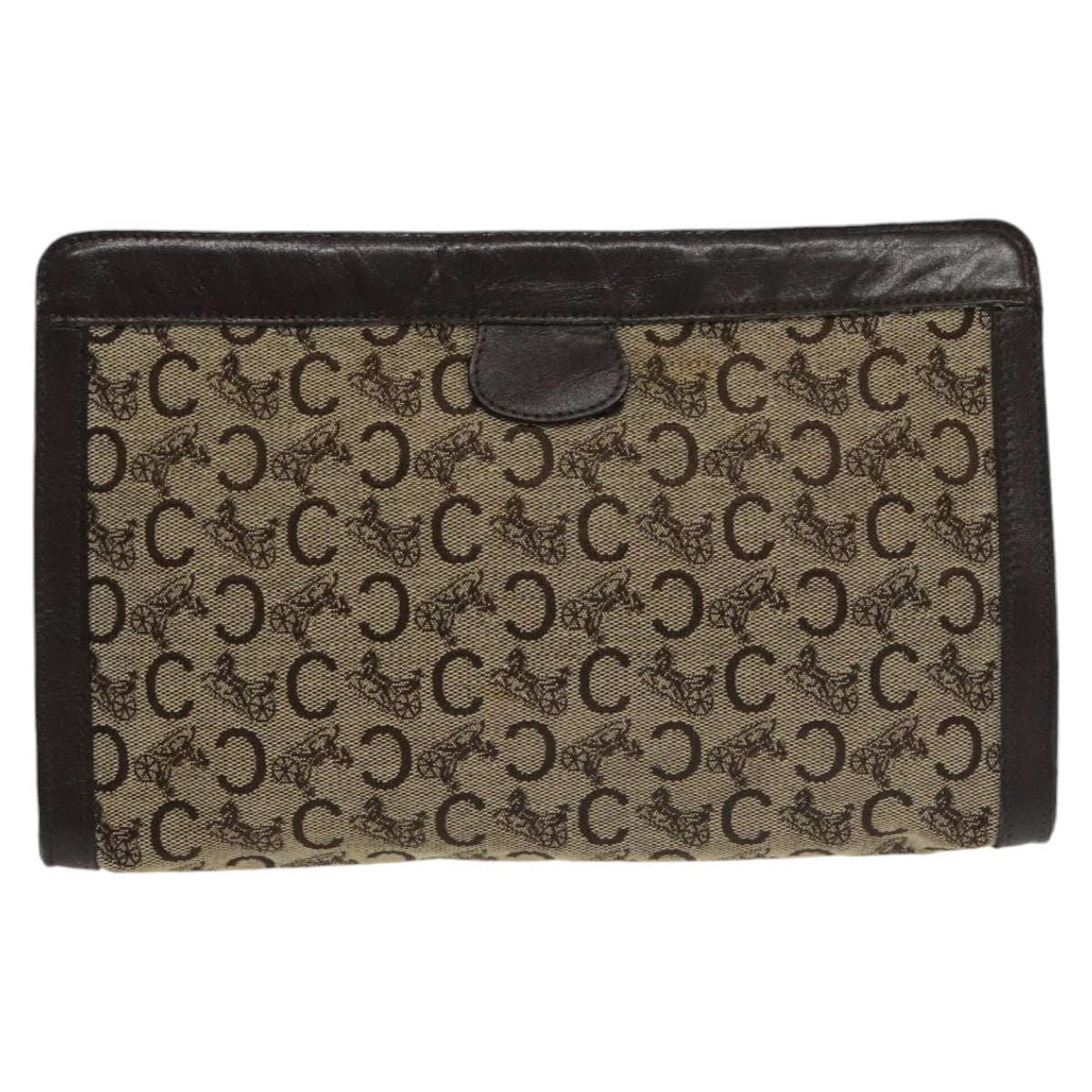 CELINE C Sulky Clutch Bag Canvas Brown Auth ar13006