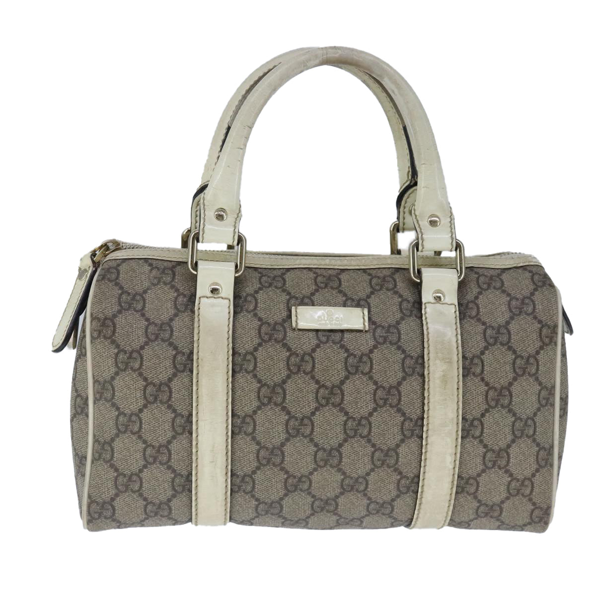 GUCCI GG Supreme Hand Bag PVC Leather Beige White Gold Auth ar13008 - 0