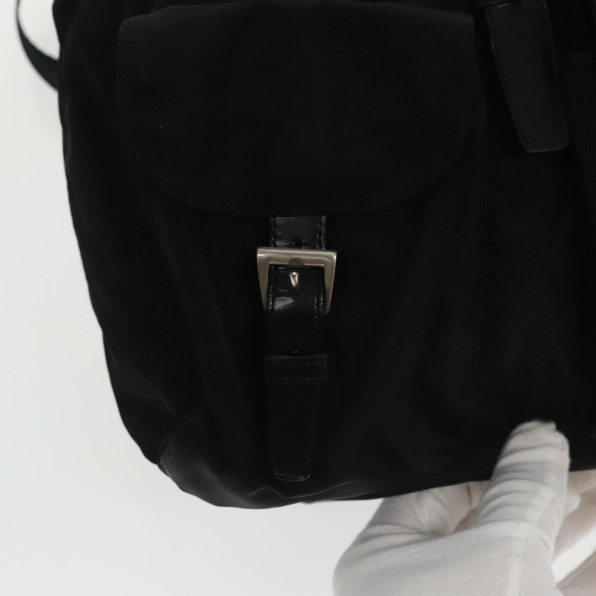 PRADA Backpack Nylon Black Silver Auth ar13015