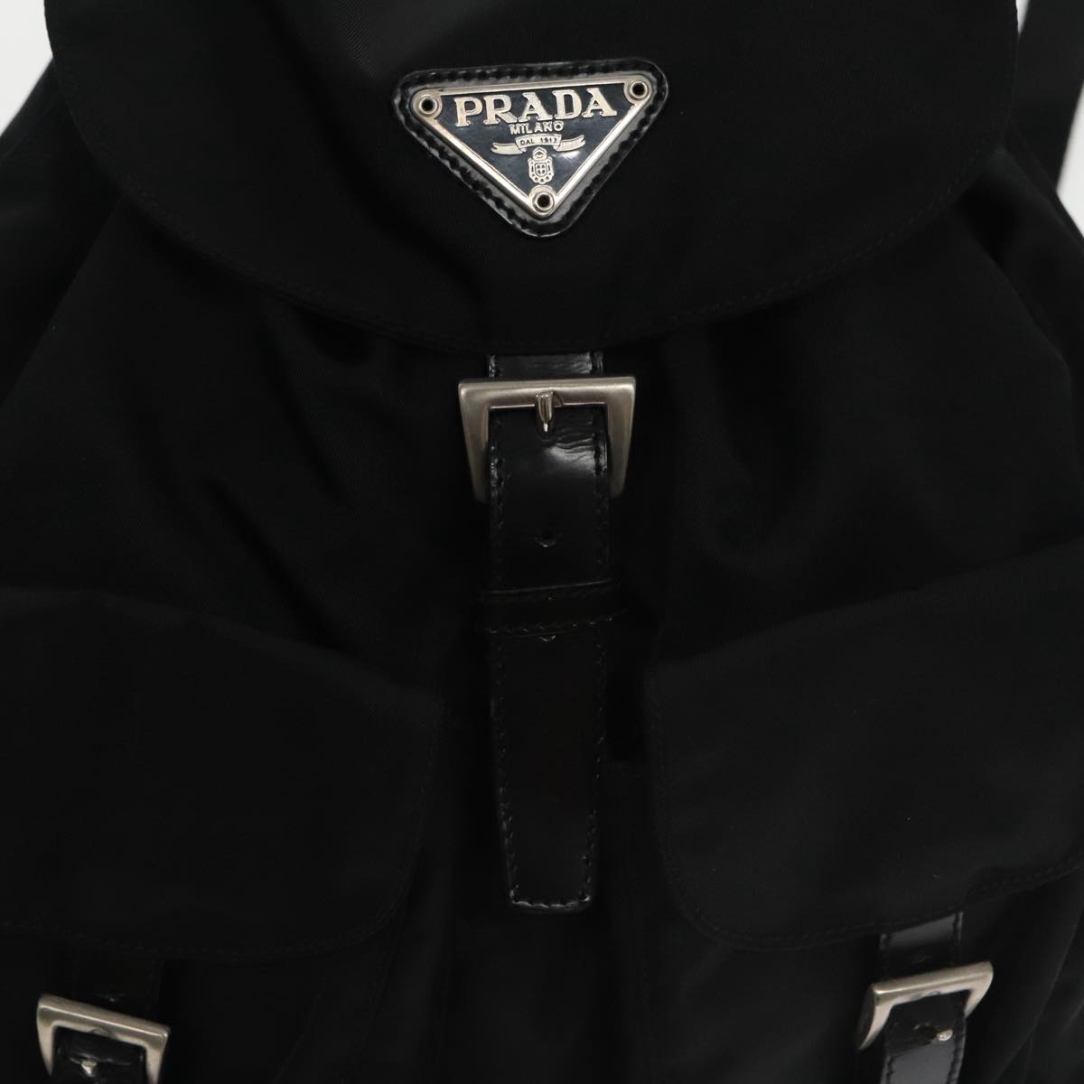 PRADA Backpack Nylon Black Silver Auth ar13015