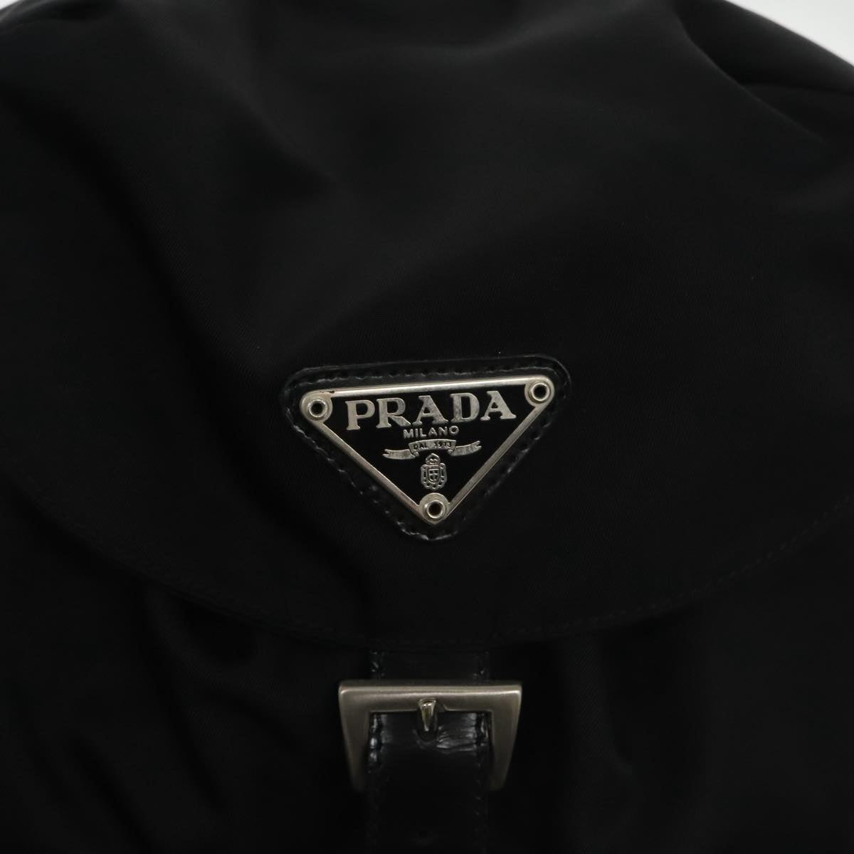 PRADA Backpack Nylon Black Silver Auth ar13015