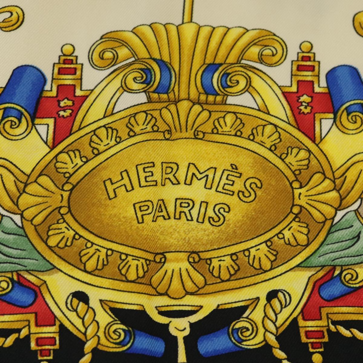 HERMES Carre 90 Scarf ""VOILES DE LUMIERE"" Silk Black White Auth ar13019