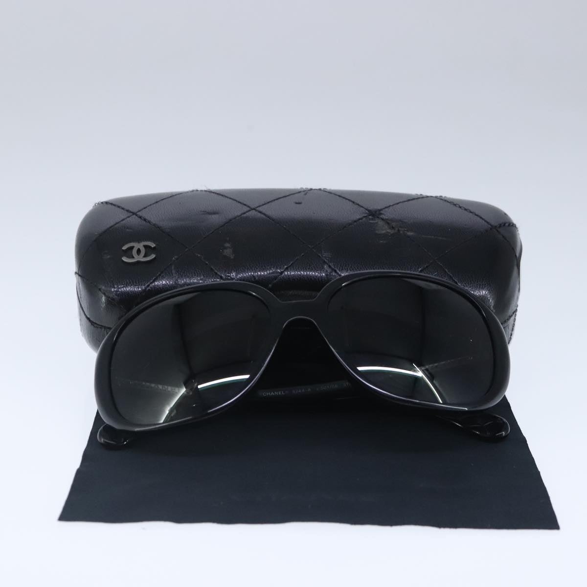 CHANEL Sunglasses plastic Black CC Auth ar13027