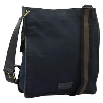 GUCCI Sherry Line Shoulder Bag Canvas Black Brown Auth ar13040