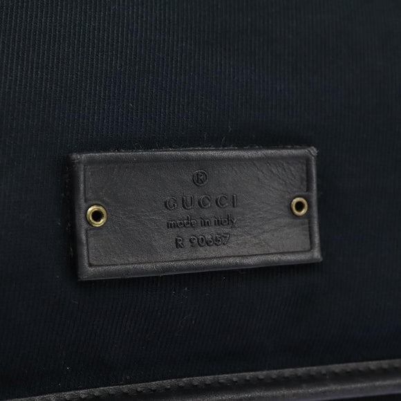 GUCCI Sherry Line Shoulder Bag Canvas Black Brown Auth ar13040