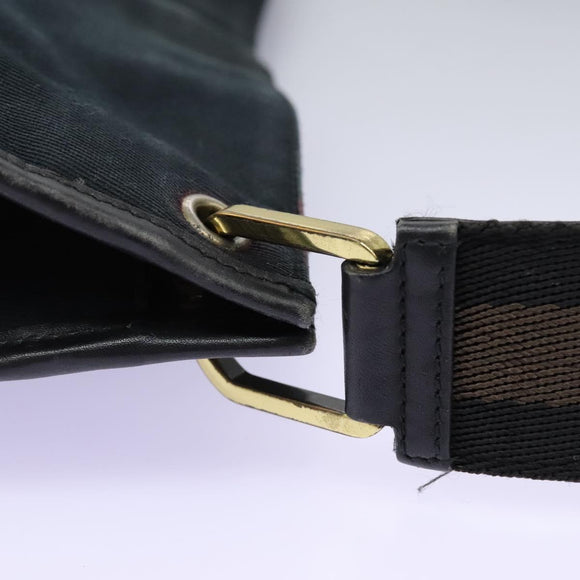 GUCCI Sherry Line Shoulder Bag Canvas Black Brown Auth ar13040