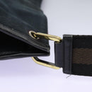 GUCCI Sherry Line Shoulder Bag Canvas Black Brown Auth ar13040-9