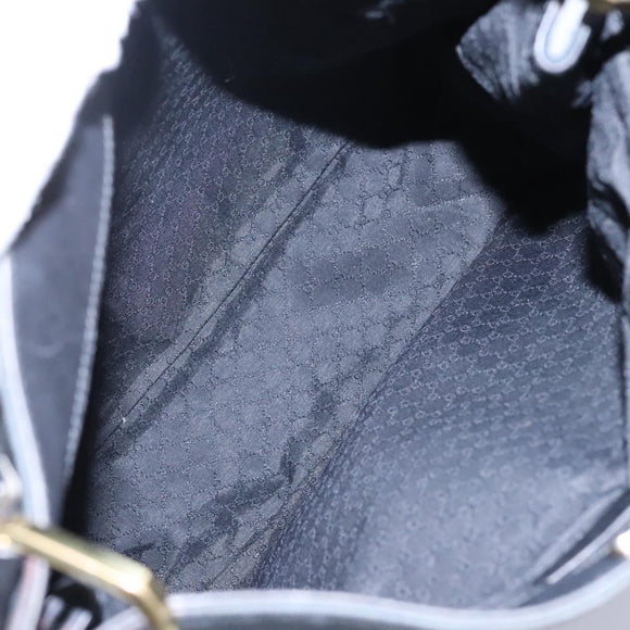 GUCCI Sherry Line Shoulder Bag Canvas Black Brown Auth ar13040