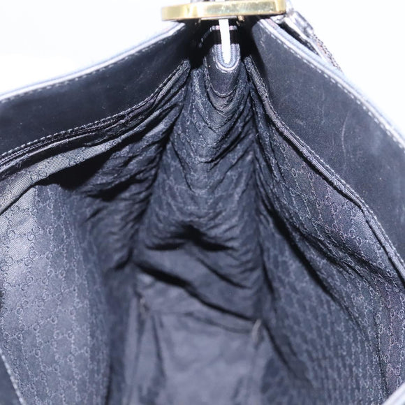 GUCCI Sherry Line Shoulder Bag Canvas Black Brown Auth ar13040