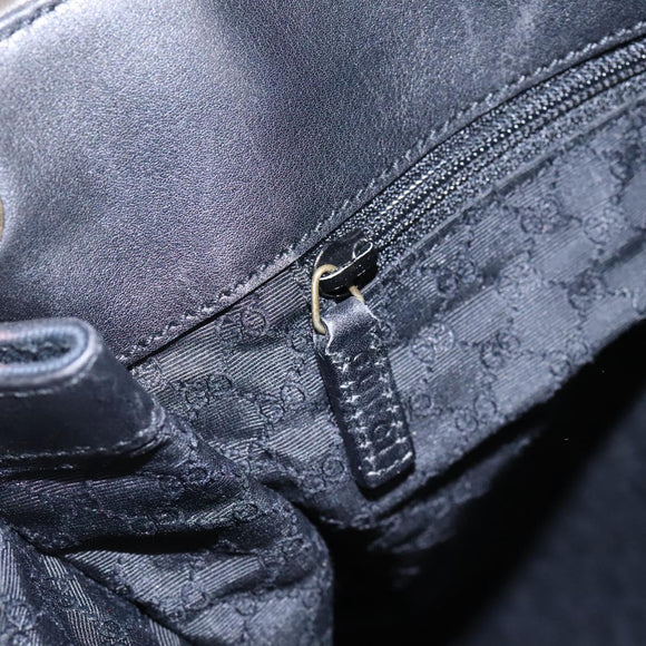 GUCCI Sherry Line Shoulder Bag Canvas Black Brown Auth ar13040