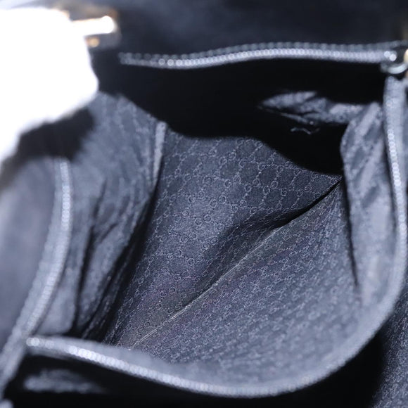 GUCCI Sherry Line Shoulder Bag Canvas Black Brown Auth ar13040