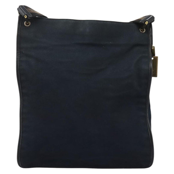 GUCCI Sherry Line Shoulder Bag Canvas Black Brown Auth ar13040
