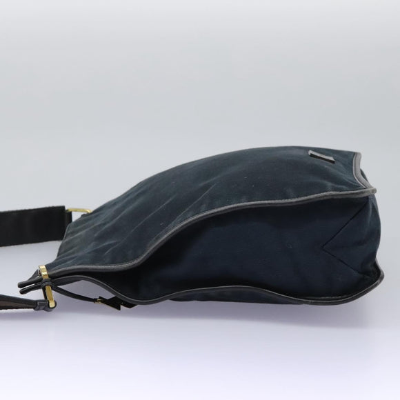 GUCCI Sherry Line Shoulder Bag Canvas Black Brown Auth ar13040
