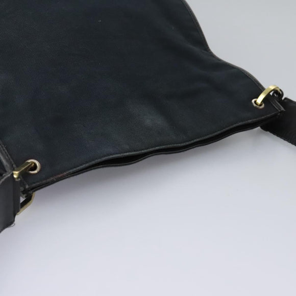 GUCCI Sherry Line Shoulder Bag Canvas Black Brown Auth ar13040