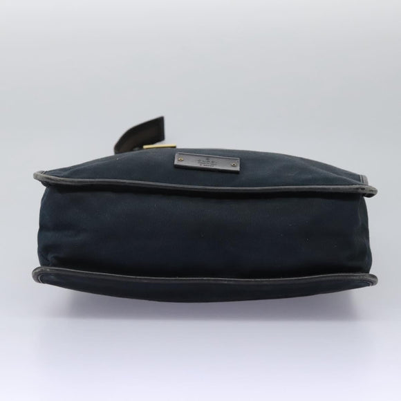 GUCCI Sherry Line Shoulder Bag Canvas Black Brown Auth ar13040