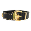 Gianni Versace Belt Leather 29.9"" Black Auth ar13083-1
