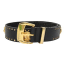 Gianni Versace Belt Leather 29.9"" Black Auth ar13083-2