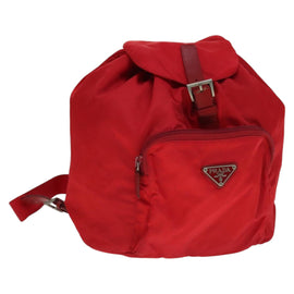 PRADA Backpack Nylon Red Auth ar13087