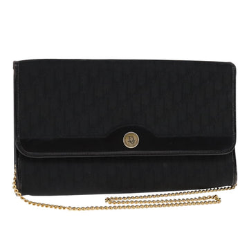 Christian Dior Trotter Canvas Chain Shoulder Bag Black Auth ar13108