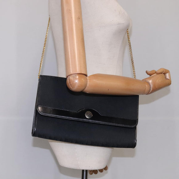 Christian Dior Trotter Canvas Chain Shoulder Bag Black Auth ar13108