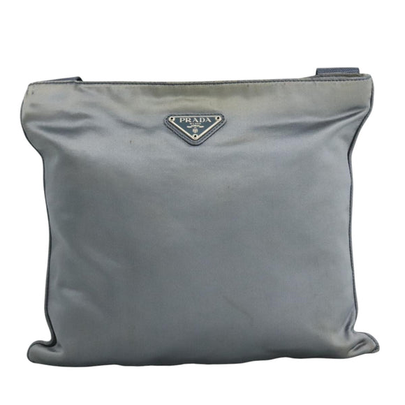 PRADA Shoulder Bag Satin Blue Auth ar13121