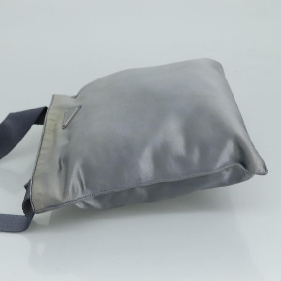 PRADA Shoulder Bag Satin Blue Auth ar13121
