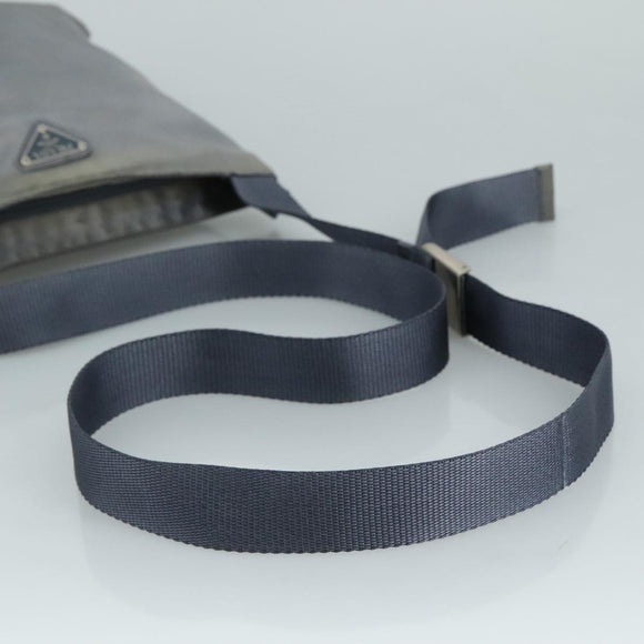 PRADA Shoulder Bag Satin Blue Auth ar13121