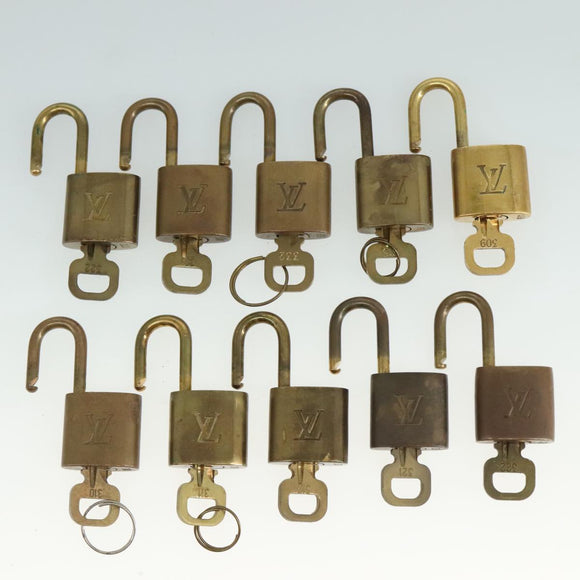 LOUIS VUITTON Padlock 10set metal Gold Tone LV Auth ar13159