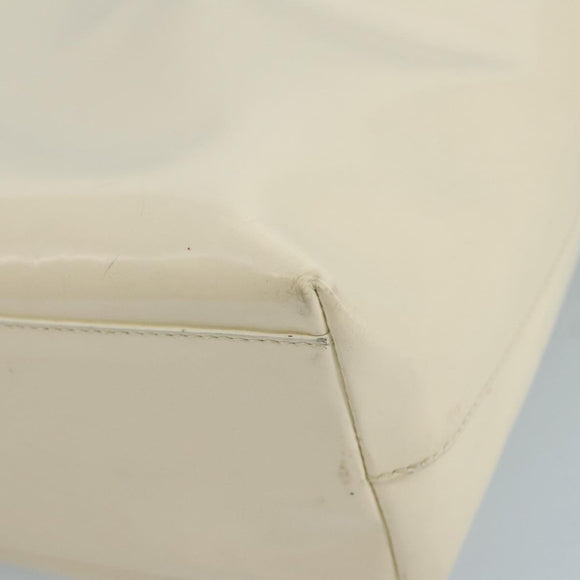 PRADA Hand Bag Patent leather Beige Auth ar13198
