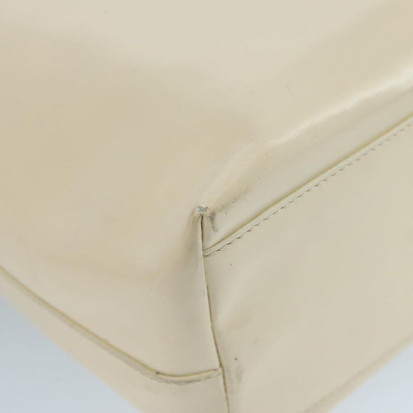 PRADA Hand Bag Patent leather Beige Auth ar13198