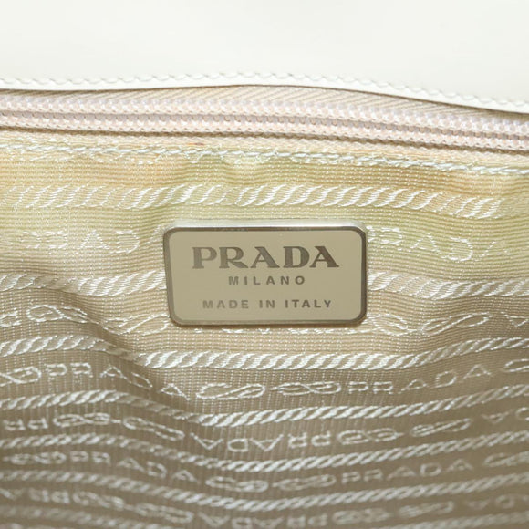PRADA Hand Bag Patent leather Beige Auth ar13198