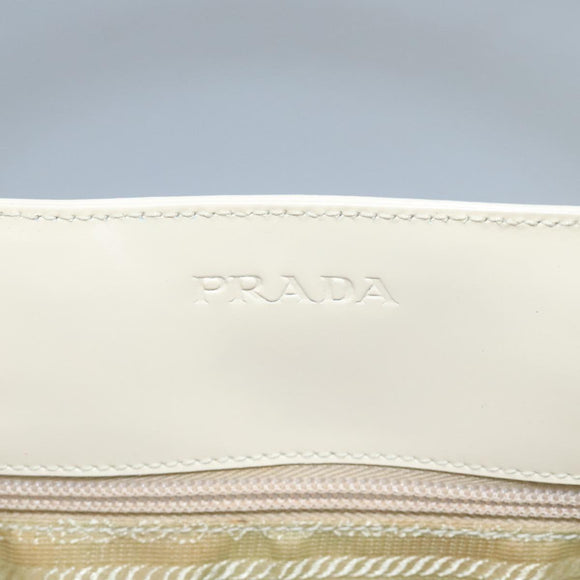 PRADA Hand Bag Patent leather Beige Auth ar13198