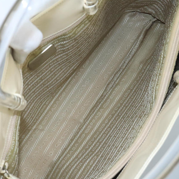 PRADA Hand Bag Patent leather Beige Auth ar13198