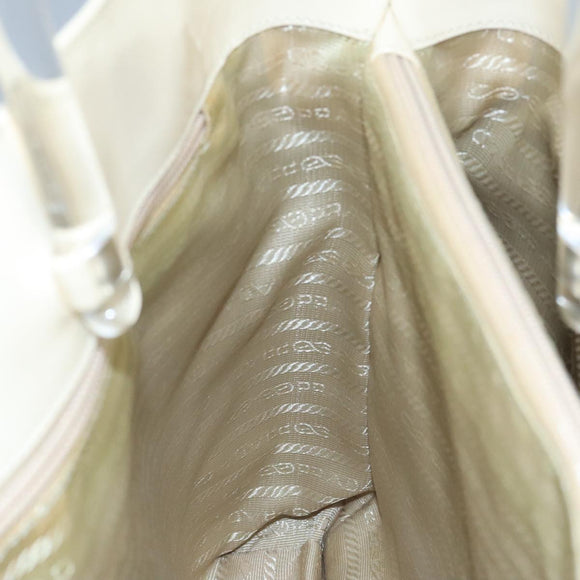 PRADA Hand Bag Patent leather Beige Auth ar13198