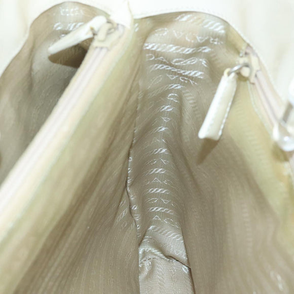 PRADA Hand Bag Patent leather Beige Auth ar13198