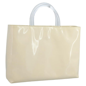 PRADA Hand Bag Patent leather Beige Auth ar13198