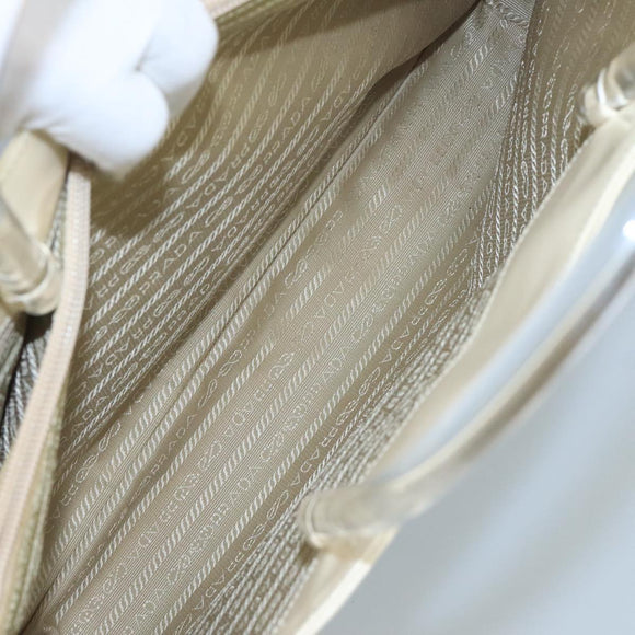 PRADA Hand Bag Patent leather Beige Auth ar13198