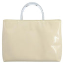 PRADA Hand Bag Patent leather Beige Auth ar13198-13