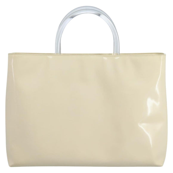PRADA Hand Bag Patent leather Beige Auth ar13198