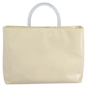 PRADA Hand Bag Patent leather Beige Auth ar13198 - 0